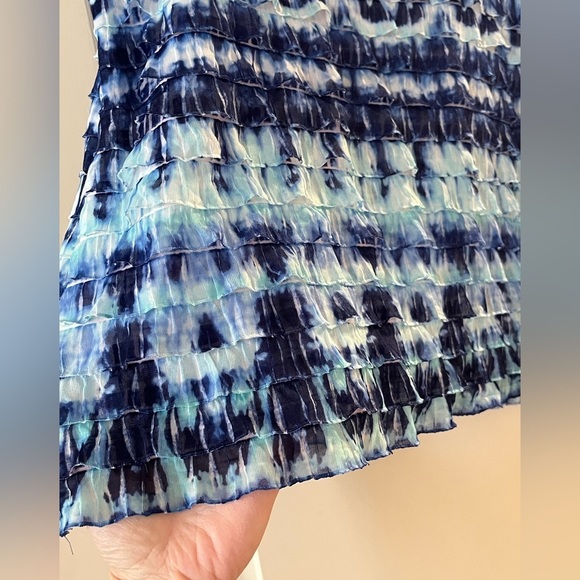 Chico’s Mixed Blues Sleeveless Ruffle Tiered Blouse Women’s Size Medium - Picture 6 of 11
